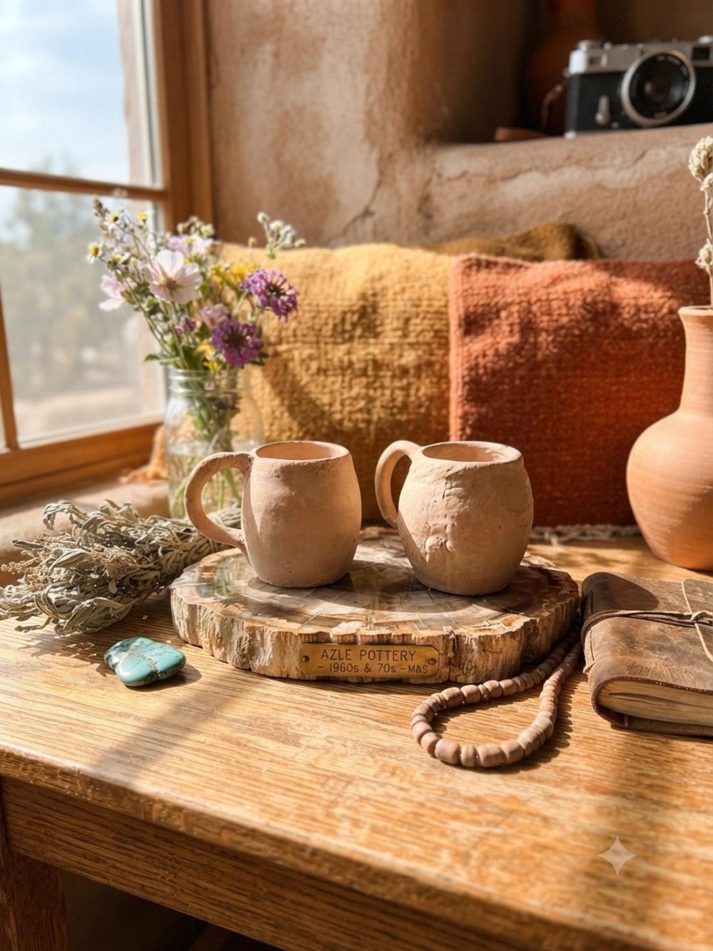 Azle Pottery Pair | c. 1960s Texas Mudware